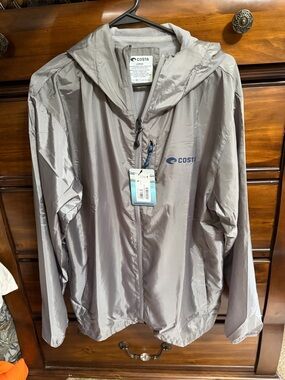 NWT Costa Light Gray Hooded Windbreaker